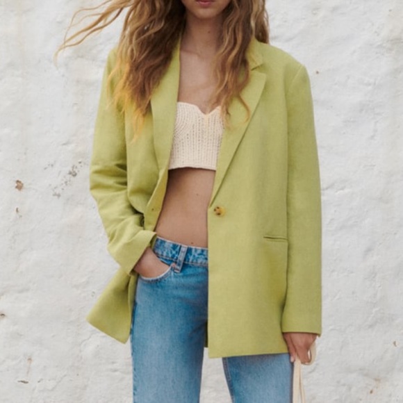 Linen Blend Straight Cut Blazer - Picture 2 of 8